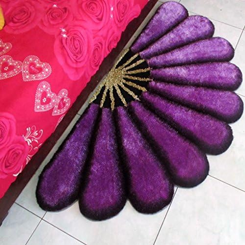 ZHDC® Fan-shaped carpet, Semi-circular bedroom Bedside carpet hall living room coffee table carpet Fitness Practicing yoga blanket Dance blanket Soft and comfortable ( Color : Purple )