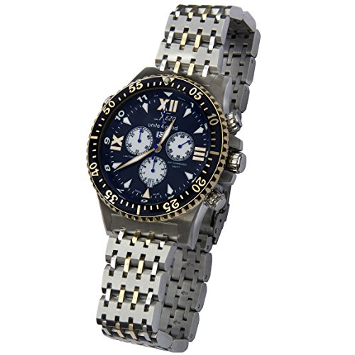 Xezo Men’s Air Commando Swiss-Quartz Chronograph Diver’s Watch D45-BU