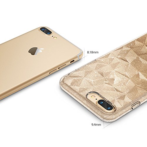 iPhone 7 Plus / iPhone 8 Plus Case, Ringke [Air Prism Glitter] Sparkle Slim 3D Abstract Design Lightweight Bling Stylish Protective TPU Drop Resistant Cover - Glitter Clear