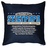 Stiefpapa Kissen: Betriebsstätte STIEFPAPA...., Blau, ein liebevolles Mitbringsel für den neuen Mann von Mama
