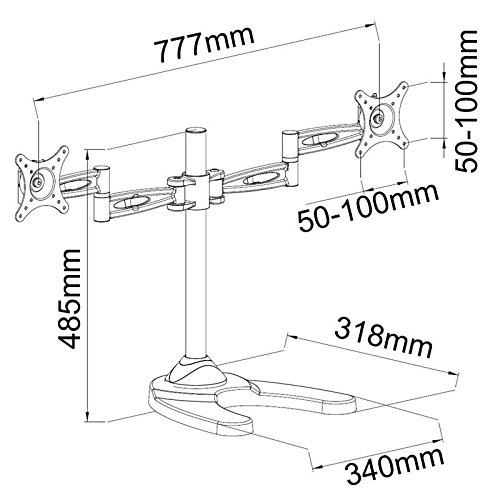 Monitor Tischhalterung mit Standfuß für zwei Monitore schwarz ausziehbar 15° neigbar 360° drehbar für HP 24″ P240va - 2