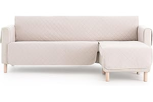 Lanovenanube - Funda Chaise Longue Acolchado Mallorca - Práctica Reversible 280 cm - Color Marfil