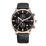 Easy Go Shopping Männer Quarzuhr Rundes Zifferblatt Kalenderanzeige Kleines Zifferblatt Design mit PU-Lederband (Artikelnummer : Wa1251br)