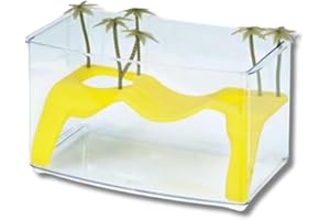 Pet's Market Naxos Tartarughiera Acquario per Tartarughe d'acqua Vaschetta per Tartarughe piccole Aperta in plastica con isola palme 32x18x18cm