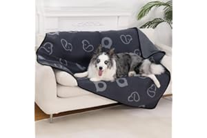IDOGCHEW Couverture Imperméable Chien, Plaid Chien Chat Anti Pipi, en Polaire et Flanelle, Protection pour Canapé Lit Meubles, Durable et Confortable (100x75cm, Gris)