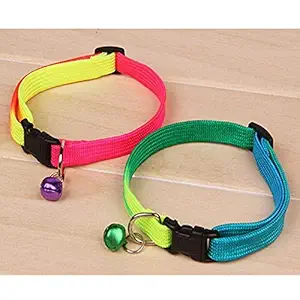PSK PET MART Rainbow Dog Cat Bell Collar Adjustable Outdoor Comfortable Pet Collars for Small Dogs Puppies Pets Collars-Pack of 2
