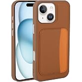 Aksesuarcim Apple iPhone 13 ile Uyumlu Kılıf Silikon Deri G&ouml;r&uuml;n&uuml;ml&uuml; C&uuml;zdan Kartlıklı Darbe Korumalı Yeni Tarz Kapak Kahvereng