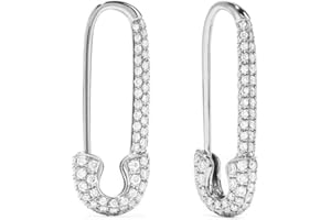 IMINI Boucles d'oreilles créoles en forme d’épingle à nourrice en argent sterling avec zircones cubiques délicates et hypoallergéniques - Cristal Swarovski, pour femme et fille - 20 mm