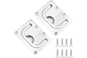 NUZAMAS Boat Flush Hatch, set da 2 pezzi in acciaio inox 316, 76 x 57 mm, maniglia per barca a incasso con viti per vano serratura