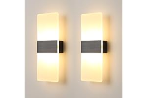 FUPE 2 Pezzi Applique da Parete Interno Moderne Aplique Led da Parete Interni 12w Applique Led Per Camera Da Letto,Soggiorno,Comodino 4000k