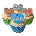 Produktbild 12 Essbare Kuchendekorationen-Vatertag Herzen – 3 bunte, lustige Designs/12 Edible Wafer Cake Decorations: Fathers Day Hearts