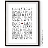 ABOUKI Traumpaar Nr. 7 - Berühmte Paare, personalisierter Kunstdruck - ungerahmt - Fine-Art-Print, Typografie, Poster, Bild, Paardruck als Geschenk-Idee zum Geburtstag, Valentinstag, Jahrestag, Hochzeit, Heirat, Verlobung, Ehe, Geschenk für Pärchen, Verliebte, Mann, Frau, Freund, Freundin, Ehefrau