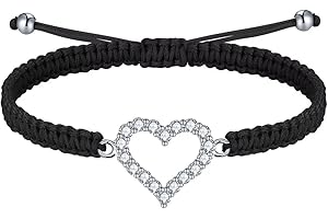 J.Endéar Heart Bracelet for Girls, 925 Sterling Silver inlaid with Zirconia Handmade Braided Filigree Rope Bracelet Gift