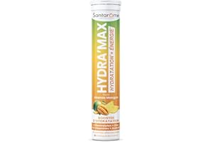 Santarome Bio - Hydra'max - Booster d'hydration et d'énergie - Riche en électrolytes - Optimise l'hydratation - Goût Ananas Mangue - 20 pastilles effervescentes - France