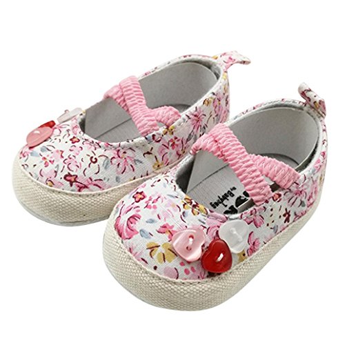 Ouneed ® Cute Baby Girls Summer Baby Floral Shoes Heart-Shaped Button Toddlers Shoes (UK 2, Pink)