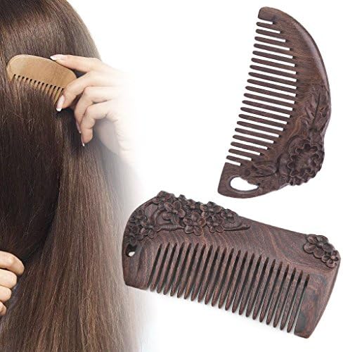 SKYlive Wood Comb , Natural Sandalwood Wooden Hair Care Combs Anti-static Comb (brown 1)