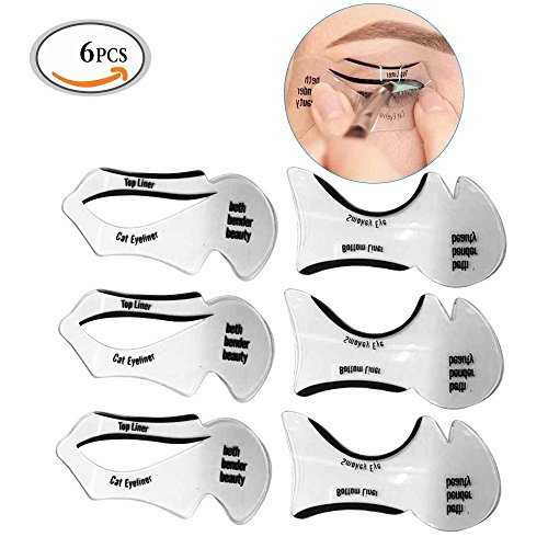 MLMSY 6 PCS Makeup Beauty Cat Eyeliner Smokey Eye Stencil Models Template Shaper Tool Perfect Cat Eyeliner And Smoky Eyes Eyebrows Template Card Makeup Tool