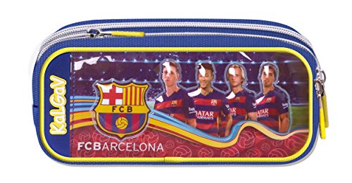Trousse avec 2 poches (!!) officiellement certifiée Authentique de FC Barcelone, avec les images de l'équipe - Marchandise certifiée FC Barcelone