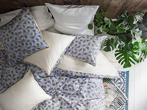 Essix Tama Song Housse de Couette, Satin de coton, Indigo/Ocre, 240x220 cm