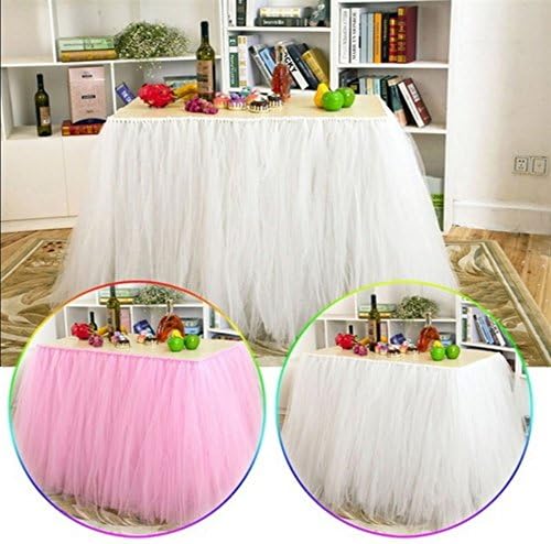 JOYBUY Tulle Tutu Table Skirt Tulle Tableware Skirts for Wedding Decoration Baby Shower Party Wedding Table Skirting Home Textile
