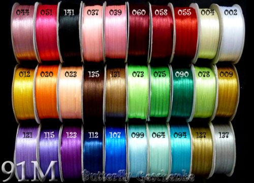 91m Rolle Satinband 3mm (023 apricot) // Schleifenband einseitiges Hochzeit Taufe Deko Band Dekoband Geschenkband