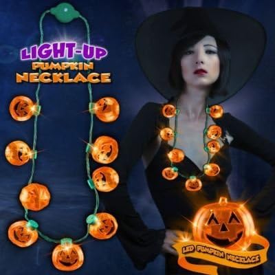 LED Light Up Halloween Pumpkin Jack O Lantern Necklace Party Favors by Windy City Novelties