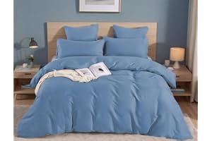 ETREXONLINE Juego de Funda Nórdica 4 Piezas Cama 135 Microfibra Suave Transpirable - 1 Funda Edredón 220x220 cm, 1 Bajera 135x200+25 cm y 2 Fundas de Almohada 50x75 cm (Azul)