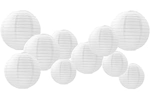GAKA FAVOR 10Pcs White Paper Lanterns Set, Hanging Paper Lanterns Decoration, Paper Lanterns for Wedding, Christening,Communion, Birthday Party Decoration