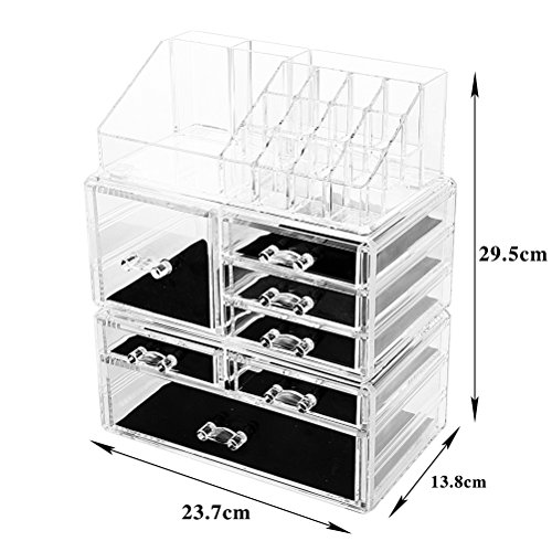 HBF XXL Make Up Organizer Kosmetik Aufbewahrung Organizer – 5 Ebenen 7 Schubladen aus transparentem Acryl von besonderer Qualität - 7