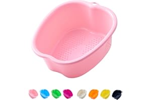 AXLOFO® Cuenco grande para bañera, de plástico grueso y estable, para baño de pies, spa y pies masaje, pedicura, callosidades, cutículas y desintoxicación (reposapiés-rosa)