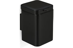 Relaxdays Kosmetikeimer Wandmontage, 3 l, Absenkautomatik, entnehmbarer Inneneimer, Bad Mülleimer, Edelstahl, schwarz