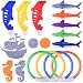 Produktbild BONROB Colorful Diving Underwater Swimming Toy Rings Torpedo Sharks Pirate Ship Seahorse Dolphin Gold Swimming Pool Toys for Kids Diving BG001