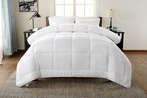 Down Alternative Comforter Duvet Insert King White Solid - Hypoallergenic, Plush Siliconized Fiberfill, Box Stitched Exclusively by Soft Linens