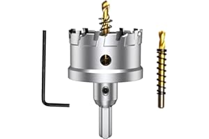 ASNOMY 55 mm T.C.T, Broca para sierra perforadora con punta de carburo de tungsteno para metal, con 2 brocas para metal duro, acero, hierro, madera, plástico