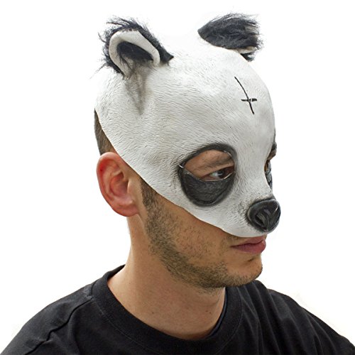 Detailgetreue Panda Maske – Pandamaske aus Latex mit Kreuz & Träne Tiermaske - 2