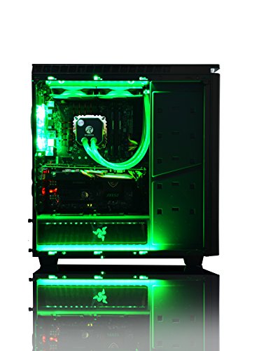 VIBOX Rainmaker 81 Gaming PC – 4,5GHz Intel i7 Quad Core CPU, Geforce GTX 1060, leistungsfähig, Wassergekühlter Desktop Gamer Computer mit Spielgutschein, Windows 10, Grün Innenbeleuchtung, lebenslange Garantie* (4,2GHz (4,5GHz Turbo) Superschneller Intel i7 7700K Kabylake Quad 4-Core Prozessor CPU, Nvidia GeForce GTX 1060 3GB Grafikkarte, 32GB Team 2133MHz DDR4 RAM, 240GB SSD, 3TB Festplatte, Raijintek Triton Wasserkühler, 600W 85+ Netzteil, NZXT H440 Gehäuse, Z270 Mainboard) - 5