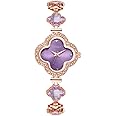 ORSGA Watch Bracelet Analog Clover Dial Wrist Watch for Ladies Luxury Diamond Stone Rose Gold Brass Strap Dress Watch for Women
