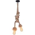 Lampada A Sospensione In Corda Di Canapa 1,5m – 2 Teste Con Attacco E27 – Stile Vintage E Naturale Per Casa, Bar, Ristorante