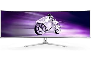 ‎PHILIPS Philips Monitors Evnia 49M2C8900L - 49 Zoll DQHD OLED Curved Gaming Monitor, 144 Hertz, 0,03ms GtG, HDR400, Ambiglow (5120x1440, HDMI 2.1, DisplayPort 1.4, USB-C, USB Hub) Weiss