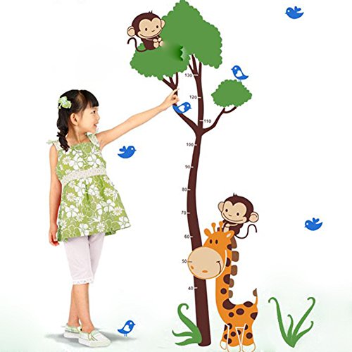 XXXL! Cute 150cm*75cm Children KIds Giraffe Tree Growth Chart Removable Wall Decal Wall Sticker