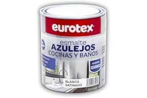EUROTEX Pintura para Azulejos al Agua con muy buena adherencia SIN imprimación - Disponible en una gran variedad de colores - En Brillante o Satinado - Formato 750 ml (Blanco Brillante)