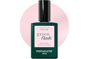 Manucurist Vernis Semi Permanent Rose Laiteux Green Flash Milky Pink - Vernis Gel Ongle UV Semi Permanent & LED - 12-Free, Bio Sourcé (84%) - Manucure Professionnelle - 15 ml