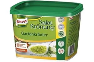 HELEN'S OWN INTERNATIONAL KN0RR Garden Herb Salad Dressing 500 gram TUB - KN0RR Gartenkräuter Salatkrönung - Includes Helen's Own English Instruction Booklet - Instant salad dressing powder - 500 gram resealable TUB Garden Tub
