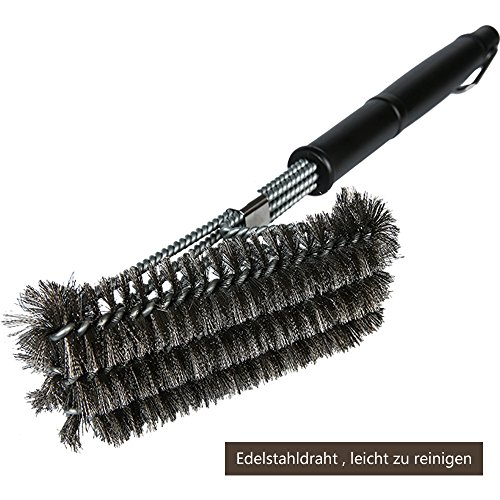 Warmoor BBQ 3 in 1 Grillbürste, Grillbürsten mit Edelstahlborsten, Edelstahl Reinigungsbürsten mit extra langem Griff - 4