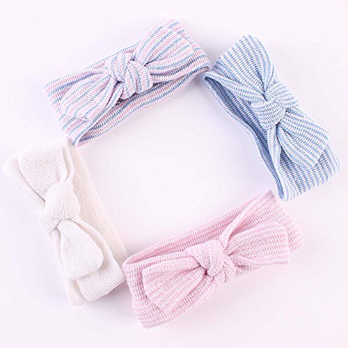 Demiawaking Baby Kinder Mädche Bowknot Stirnband Baumwolle Stretchbar Schmetterling Knoten Haarband - 3