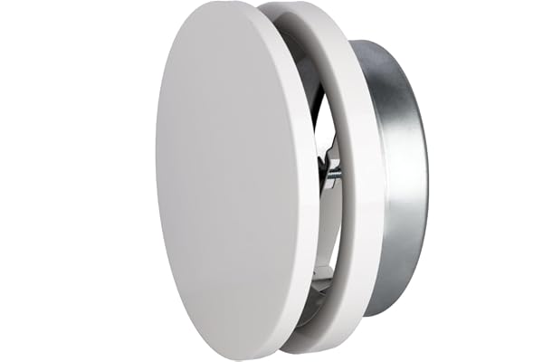 DOMUX Bouche Ventilation Aération Insufflation VMC Ø100 mm Design Premium – Diffuseur Air Neuf Acier Blanc Laqué Réglable Silencieux – VMC Double Flux DN100 – Chambre Salon Bureau – Garantie 5 Ans