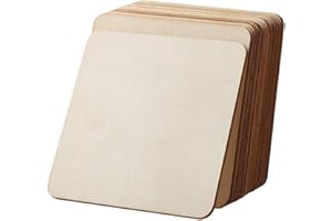 Disques en Bois, 20 Morceaux de Disques en Bois Carrés, pour la Décoration, les Sous Verres, l'artisanat, la Peinture, le Bricolage, 10x10 cm