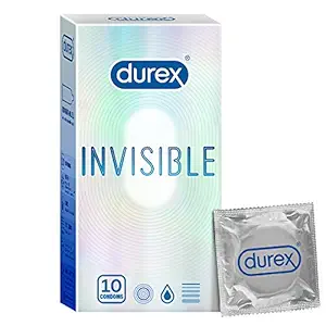 Durex Invisible Super Ultra Thin Condoms for Men | 10 Count | Suitable for use with lubes & toys