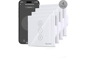 HeuxGir Interrupteur Volet Roulant Connecté,Interrupteur Tactile pour Rideau compatible avec Alexa Echo et Google Home(Fil Neutre Requis) (4)