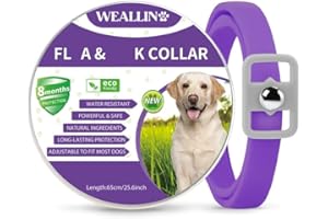 WEALLIN Collare Antipulci Cane, Collare Antiparassitario per Cani, Collare Regolabile Impermeabile, Naturale ed Efficace, 8 Mesi di Protezione, Adatto a Tutti i Cani Viola